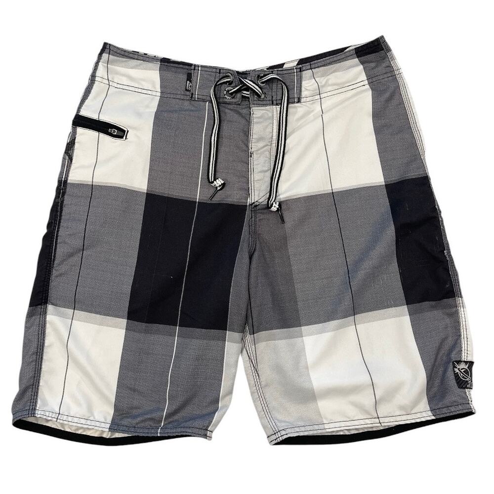 LOST ENTERPRISE Men's SWIM BOARD SHORTS Black White Size 34